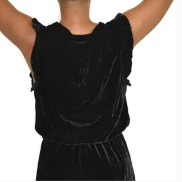 Bella Dahl Black Velvet Flutter Sleeve Wide Leg Jumpsuit Sz Small - Picture 4 of 13